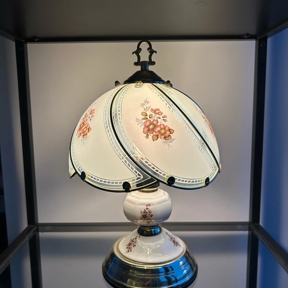 Vintage Floral Glass Touch Lamp in Tiffany Style - 1980s - Picture 12 of 13